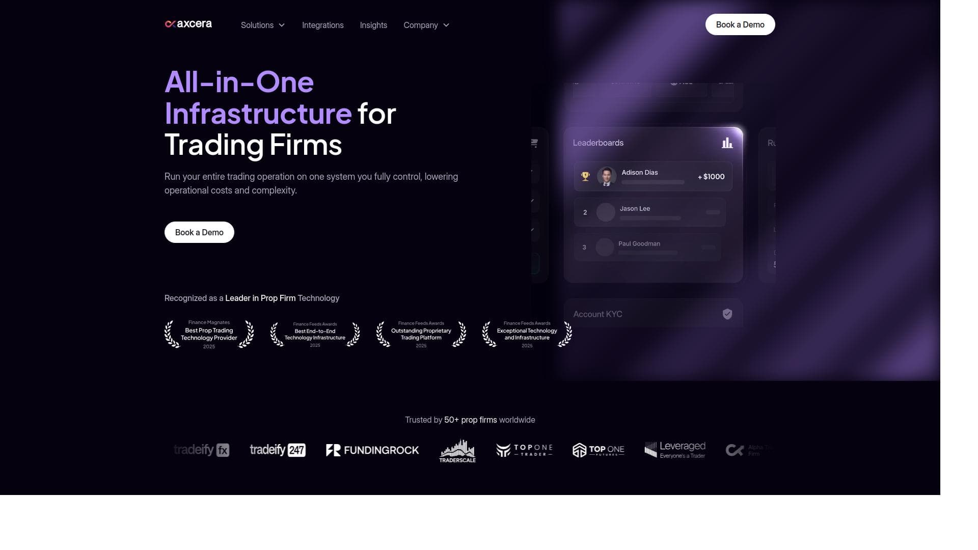 Axcera website homepage