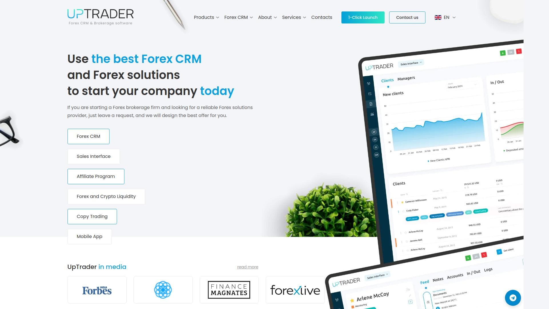 UpTrader website homepage