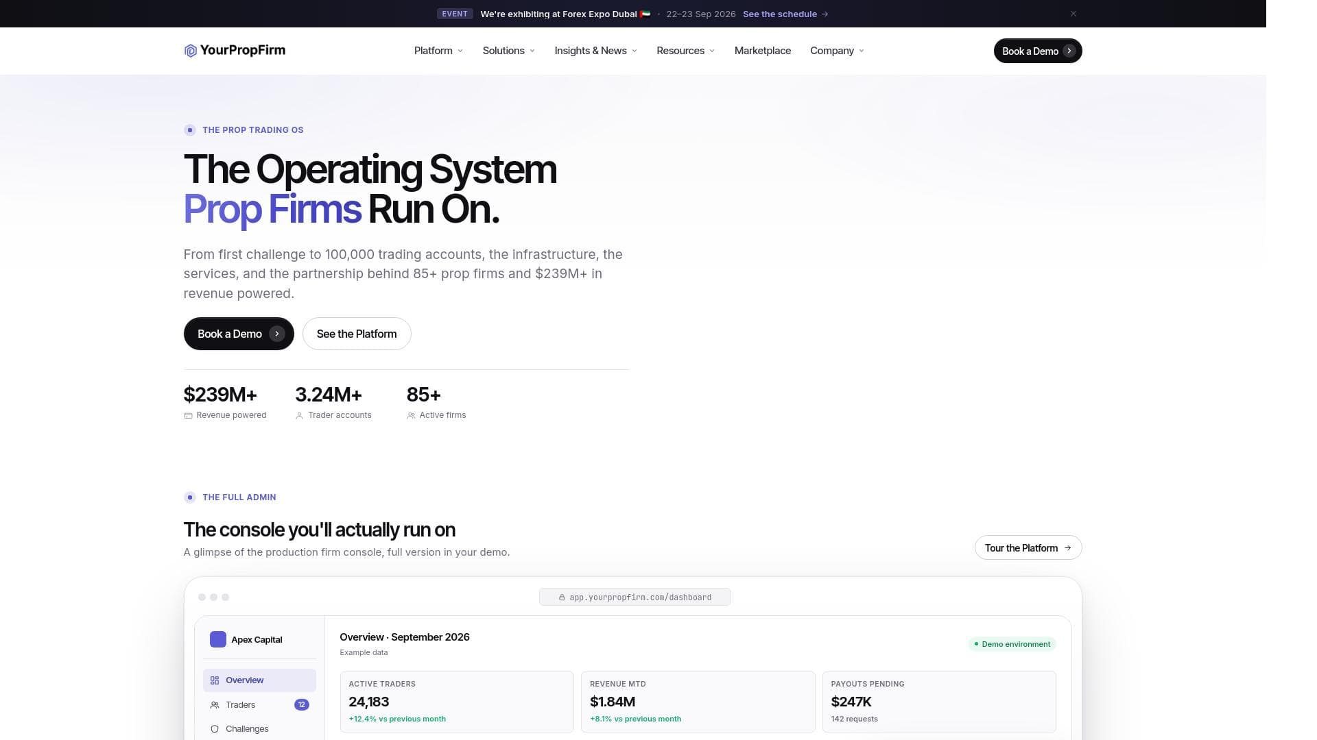 YourPropFirm website homepage